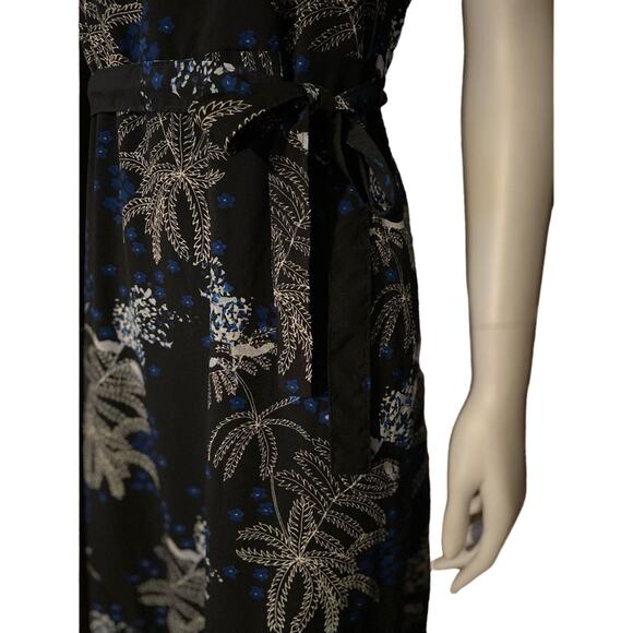 BANANA REPUBLIC Tropical Floral Sleeveless Navy Dress w/Belt sz 2 - Picture 4 of 10